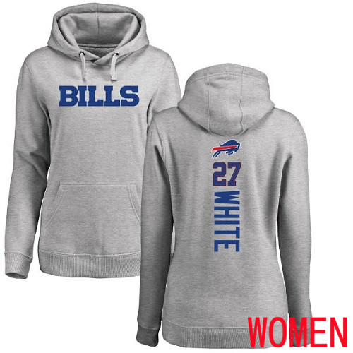 NFL Women Buffalo Bills 27 Tre Davious White Ash Backer Pullover Hoodie Sweatshirt
